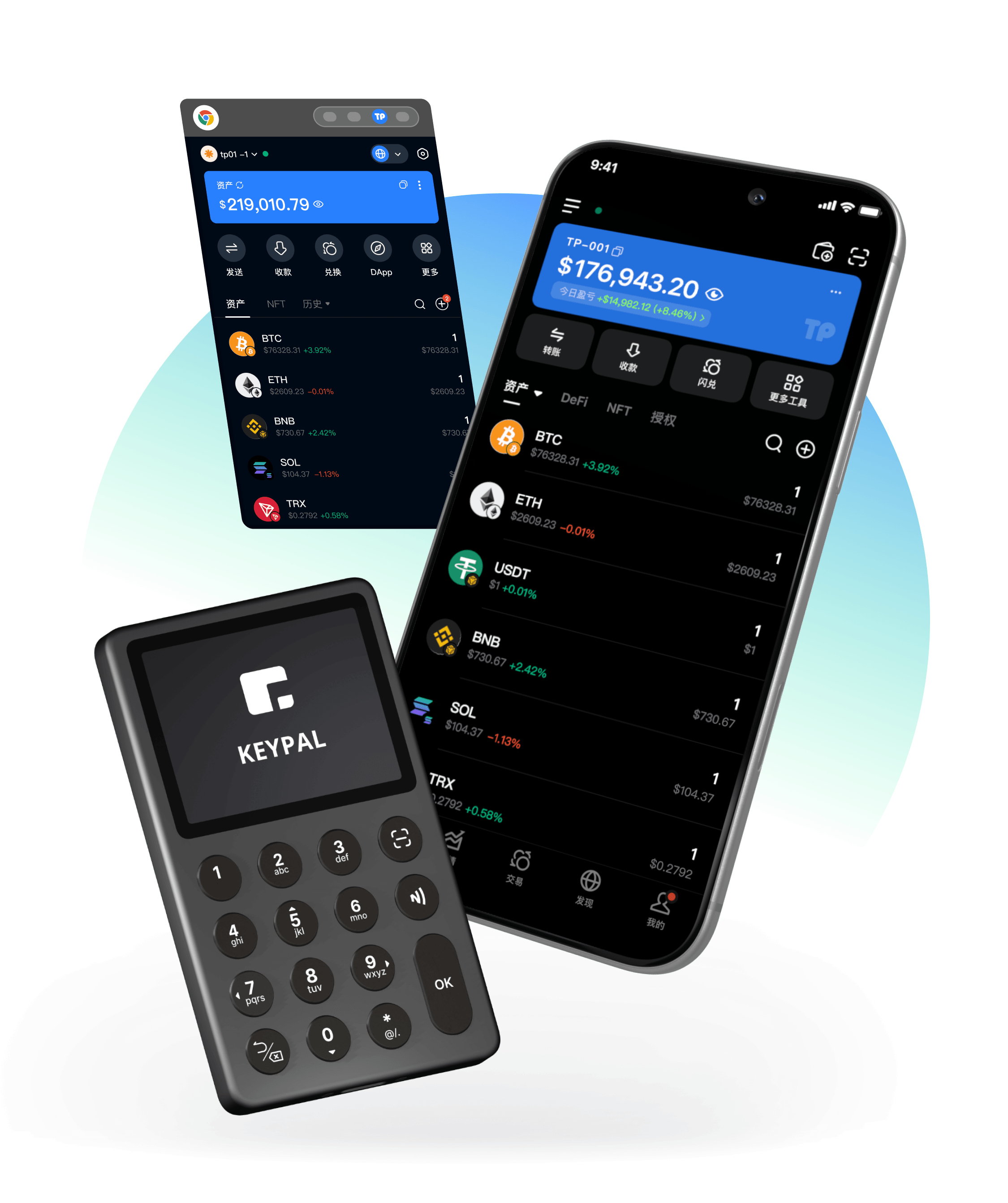 TokenPocket Web3 錢包介面示意